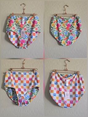 Lime Ricki Reversible Ultra High Waist Swim Bottoms Size Large NWT Floral
